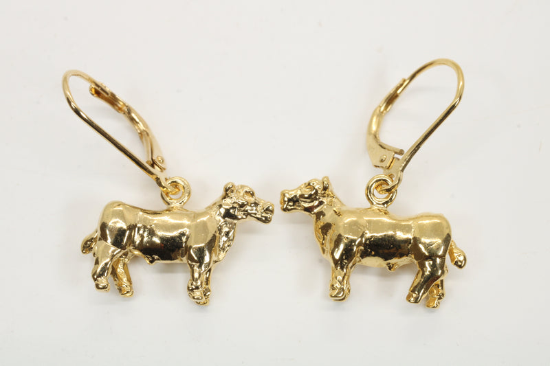 Gold Show Steer Earrings Made in 14kt Gold Vermeil