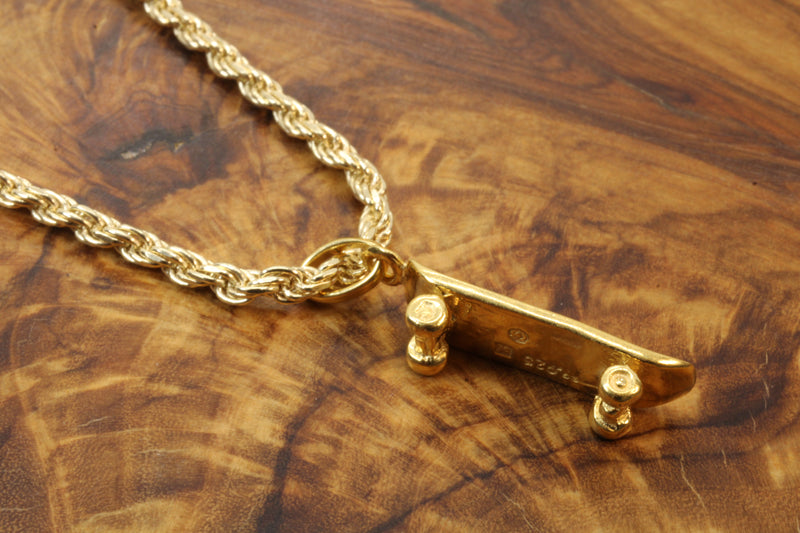 Gold Skateboard Necklace made in 14kt gold Vermeil for him or her
