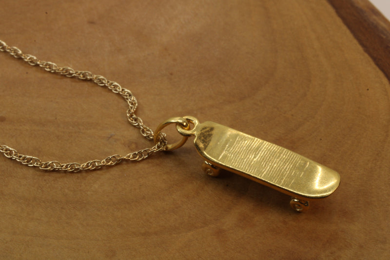 Gold Skateboard Necklace made in 14kt gold Vermeil for him or her