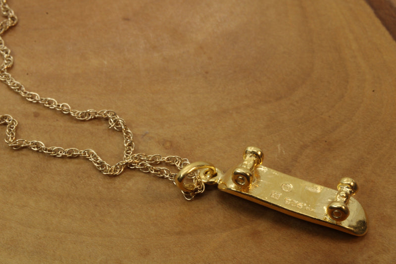 Gold Skateboard Necklace made in 14kt gold Vermeil for him or her