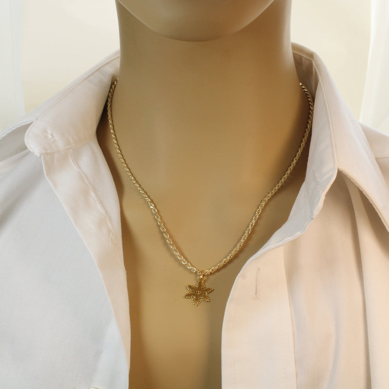 Gold Snowflake Necklace made in 14kt Gold Vermeil for her or him