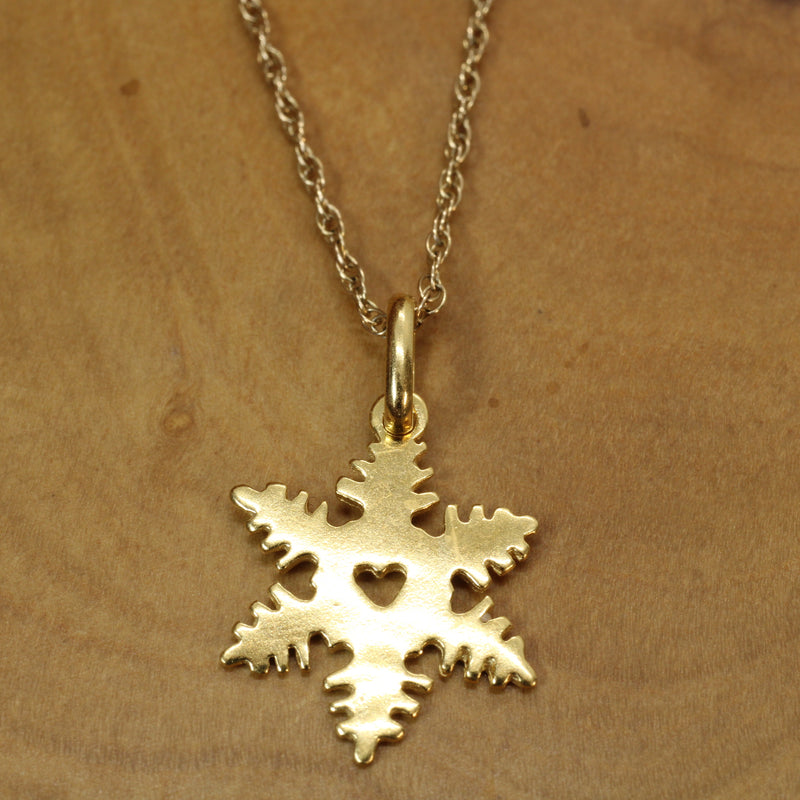 Gold Snowflake Necklace made in 14kt Gold Vermeil for her or him