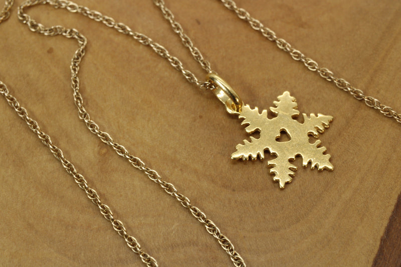 Gold Snowflake Necklace made in 14kt Gold Vermeil for her or him