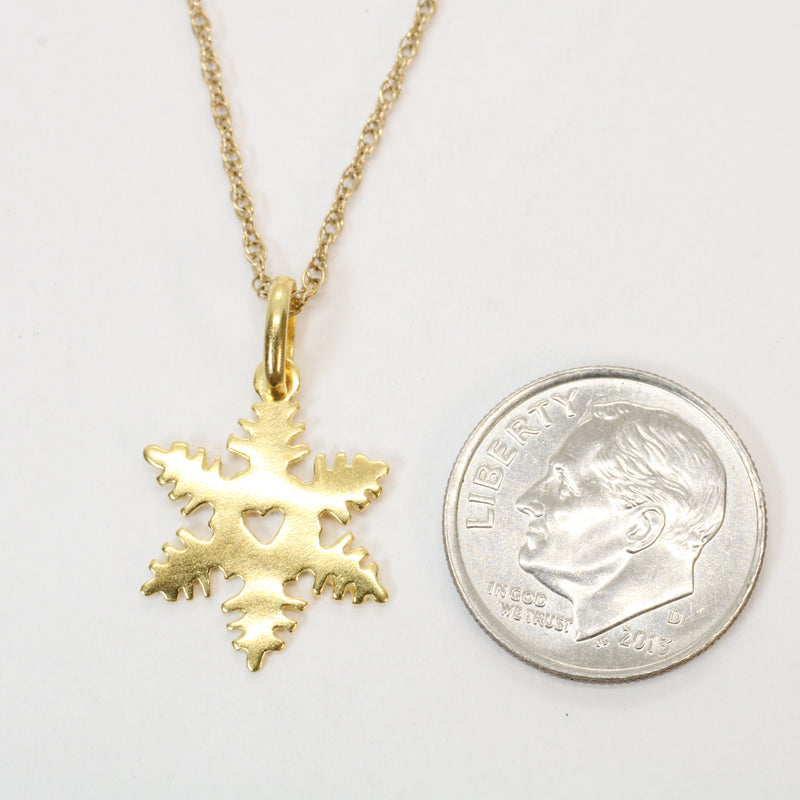 Gold Snowflake Necklace made in 14kt Gold Vermeil for her or him