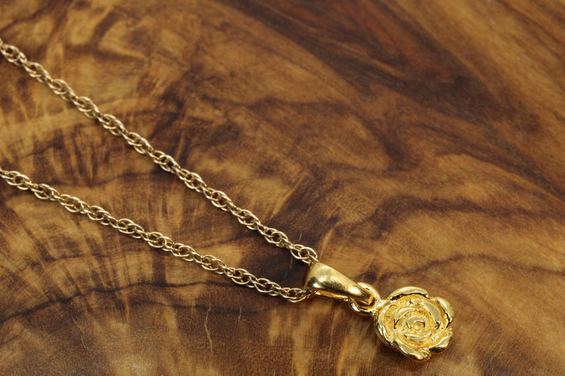 Tiny Gold Rose Flower Necklace made in 14kt Gold Vermeil for her