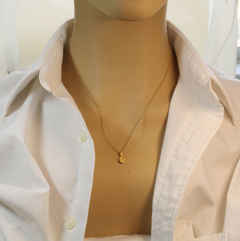 Tiny Gold Rose Flower Necklace made in 14kt Gold Vermeil for her