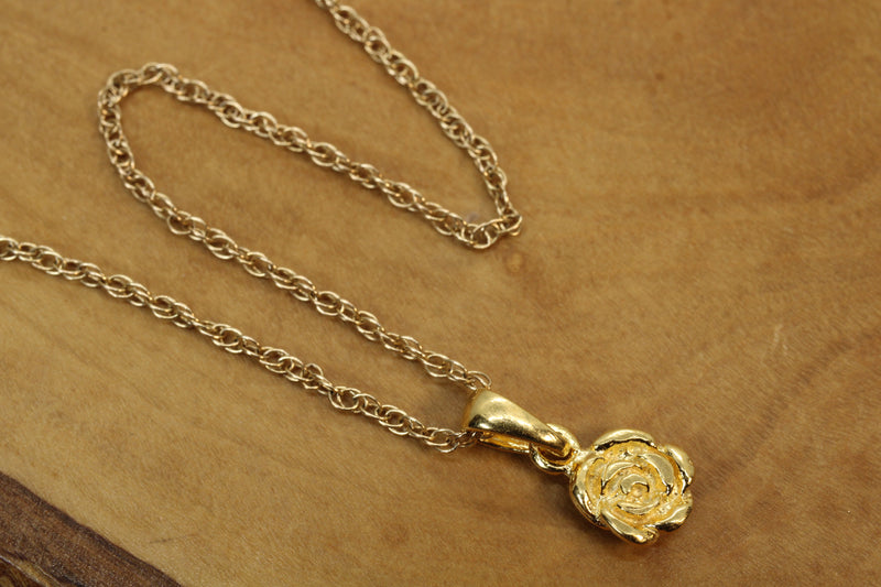 Tiny Gold Rose Flower Necklace made in 14kt Gold Vermeil for her