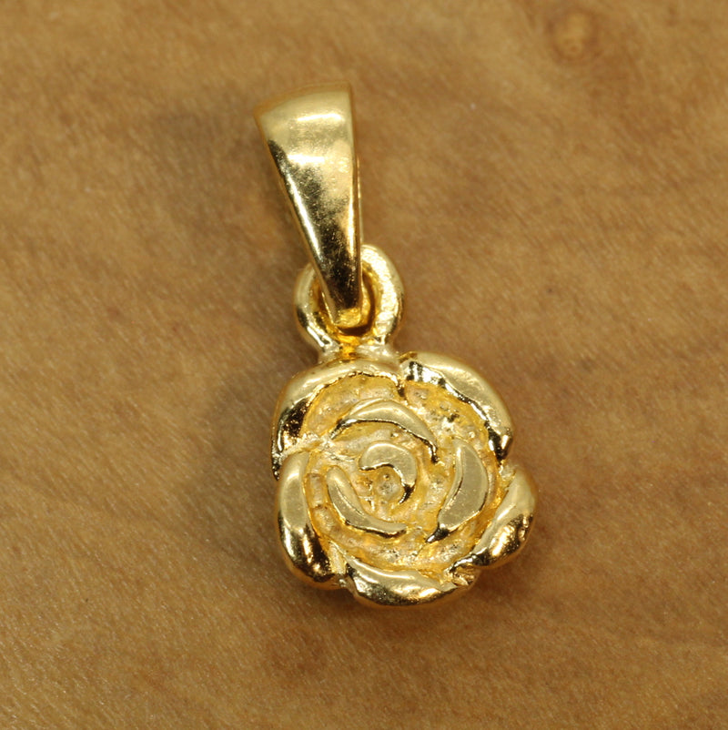 Tiny Gold Rose Flower Necklace made in 14kt Gold Vermeil for her