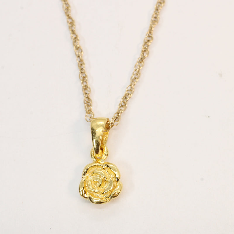 Tiny Gold Rose Flower Necklace made in 14kt Gold Vermeil for her