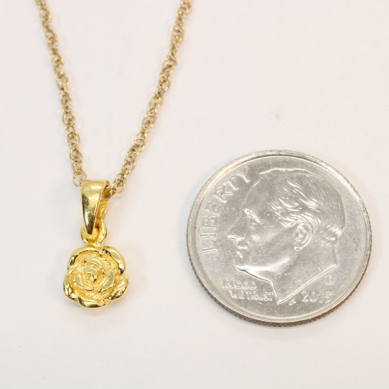 Tiny Gold Rose Flower Necklace made in 14kt Gold Vermeil for her