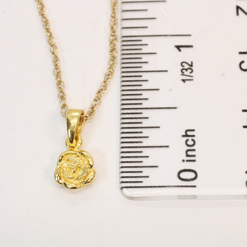 Tiny Gold Rose Flower Necklace made in 14kt Gold Vermeil for her