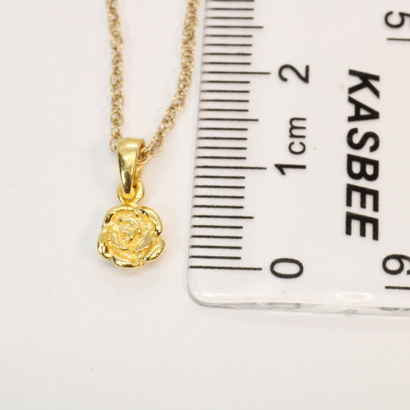 Tiny Gold Rose Flower Necklace made in 14kt Gold Vermeil for her