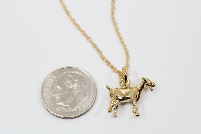 Gold Toggenburg Dairy Goat Necklace with 14kt Gold Vermeil 3D Goat