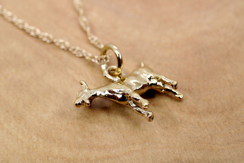 Gold Toggenburg Dairy Goat Necklace with 14kt Gold Vermeil 3D Goat