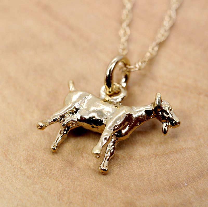 Gold Toggenburg Dairy Goat Necklace with 14kt Gold Vermeil 3D Goat