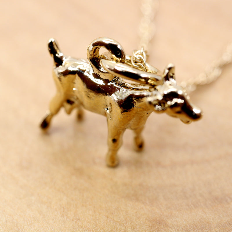 Gold Toggenburg Dairy Goat Necklace with 14kt Gold Vermeil 3D Goat