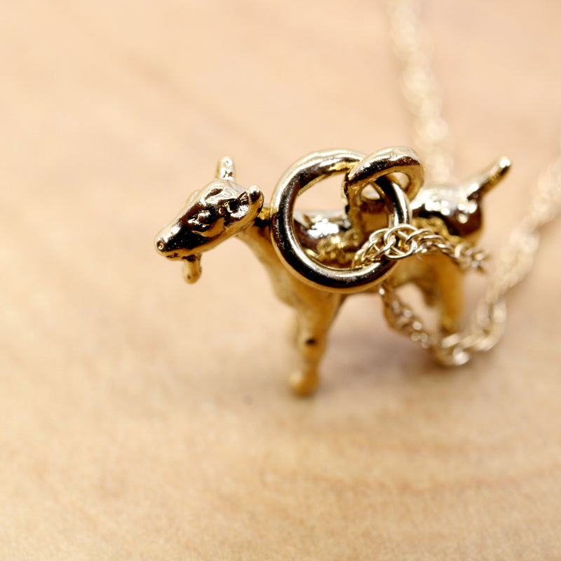 Gold Toggenburg Dairy Goat Necklace with 14kt Gold Vermeil 3D Goat