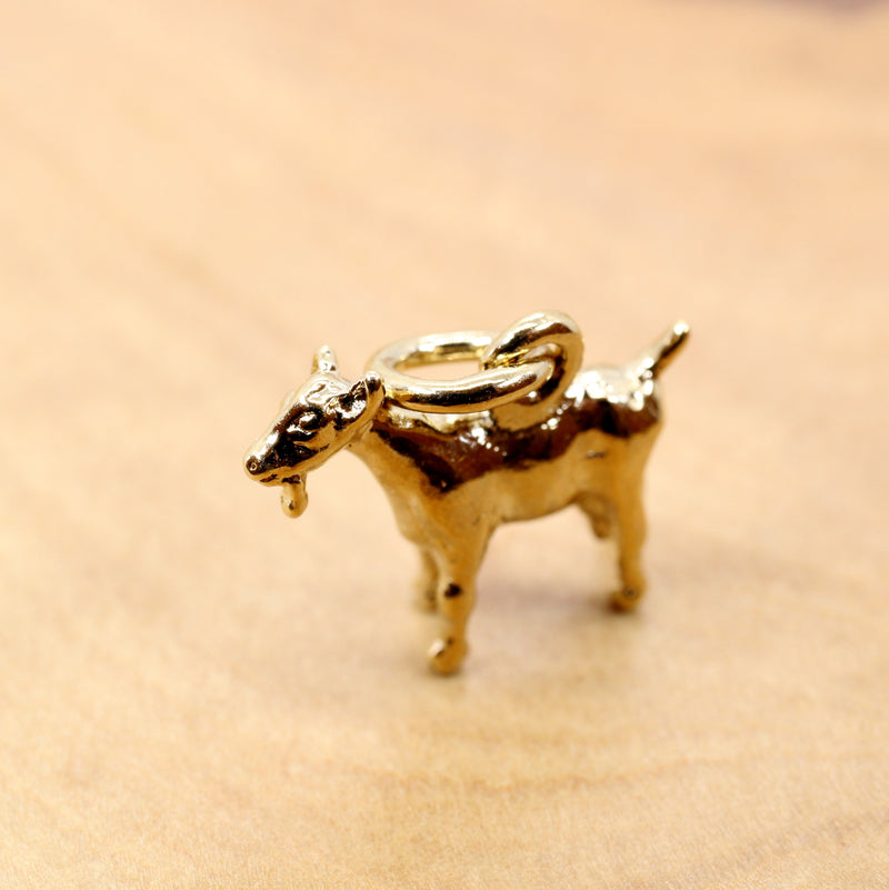 Gold Toggenburg Dairy Goat Necklace with 14kt Gold Vermeil 3D Goat