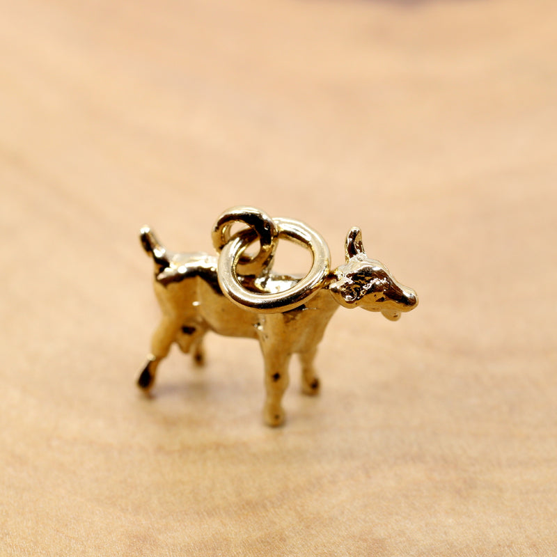 Gold Toggenburg Dairy Goat Necklace with 14kt Gold Vermeil 3D Goat