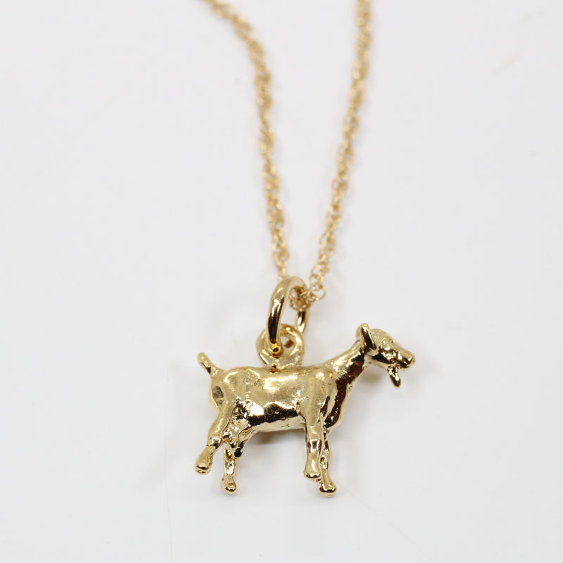 Gold Toggenburg Dairy Goat Necklace with 14kt Gold Vermeil 3D Goat