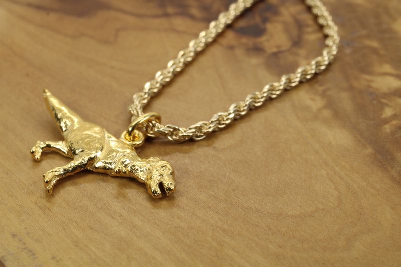 Gold T-Rex Dinosaur Necklace for him or her made in gold vermeil