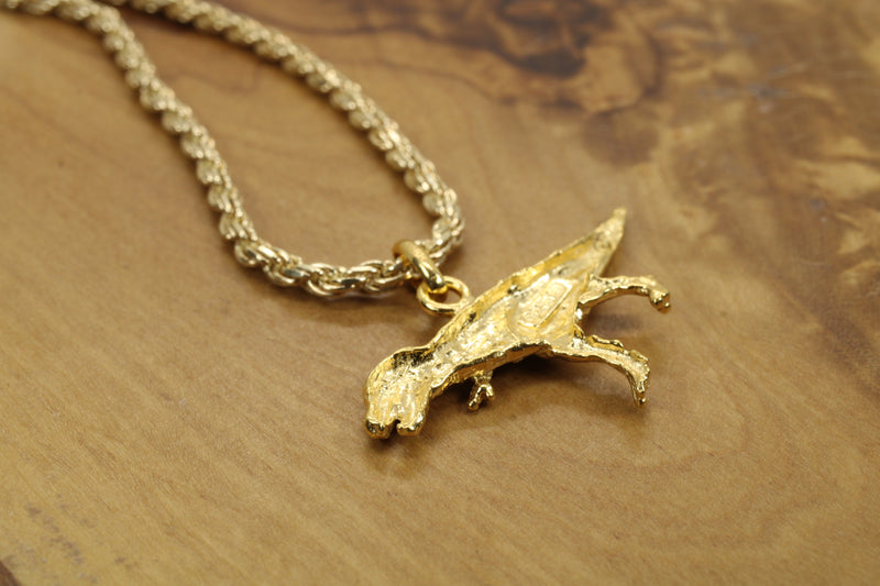 Gold T-Rex Dinosaur Necklace for him or her made in gold vermeil
