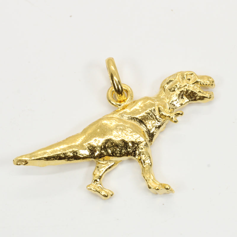 Gold T-Rex Dinosaur Necklace for him or her made in gold vermeil