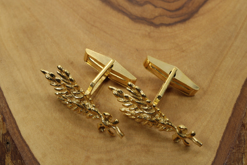 Triple Wheat Head Cuff Links in 14kt gold vermeil for him