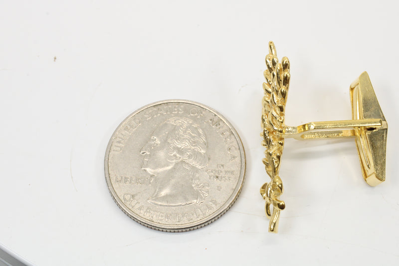 Triple Wheat Head Cuff Links in 14kt gold vermeil for him