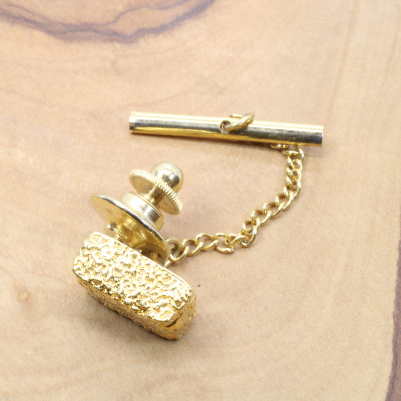 Gold Alfalfa Hay Bale Tie Tack or pin made in 14kt gold vermeil for him