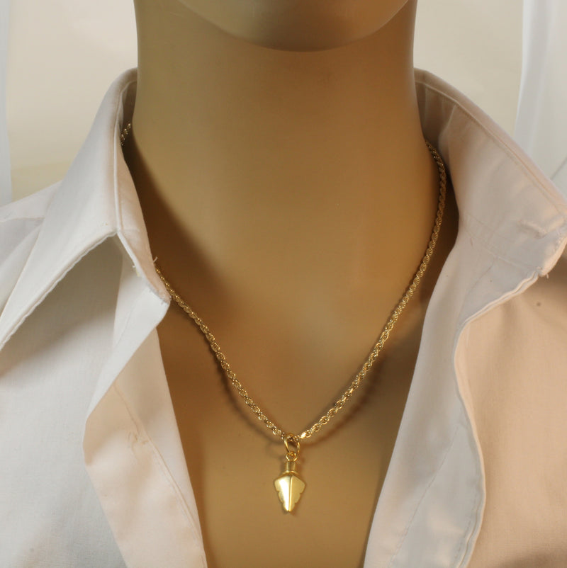 Gold Arrowhead Necklace for him or her made in gold vermeil