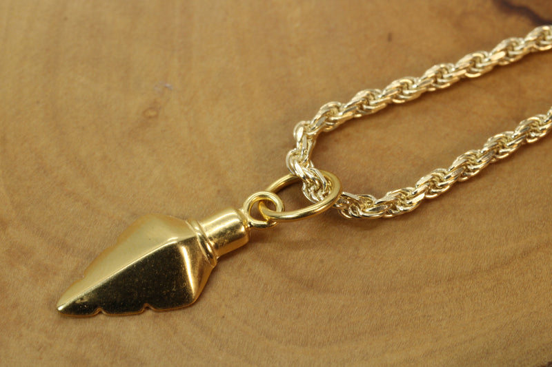 Gold Arrowhead Necklace for him or her made in gold vermeil