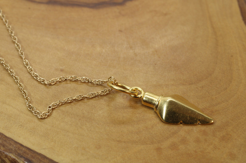 Gold Arrowhead Necklace for him or her made in gold vermeil