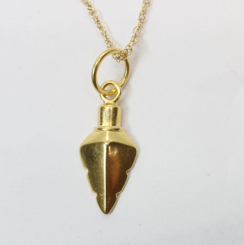 Gold Arrowhead Necklace for him or her made in gold vermeil