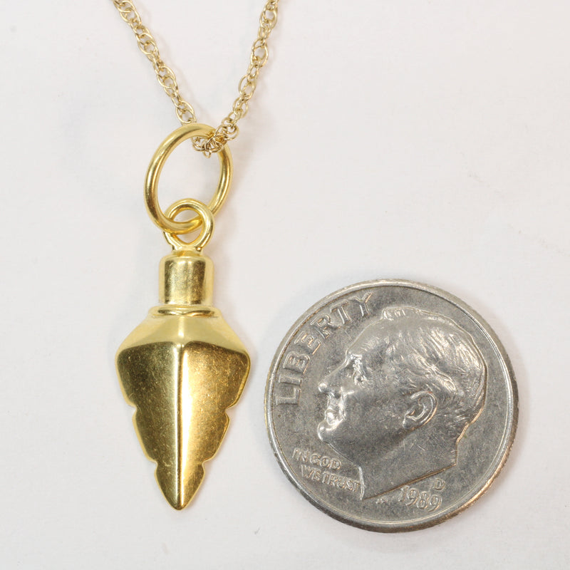 Gold Arrowhead Necklace for him or her made in gold vermeil