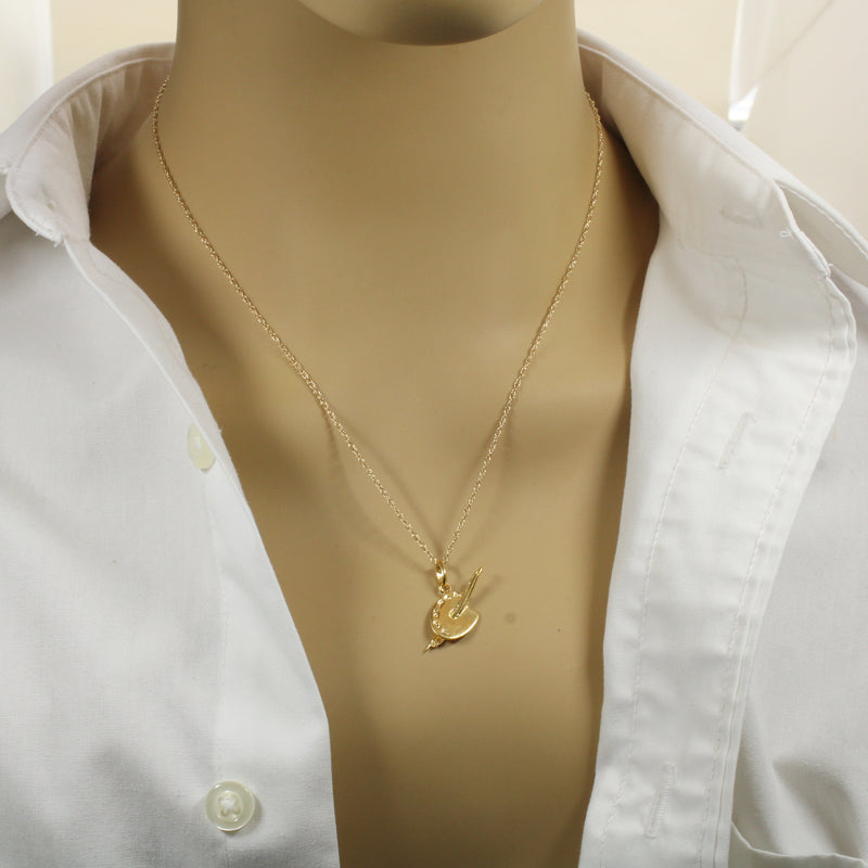 Gold Art Palette Necklace or charm for her made in 14kt gold vermeil
