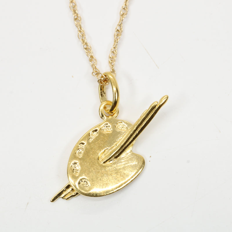 Gold Art Palette Necklace or charm for her made in 14kt gold vermeil