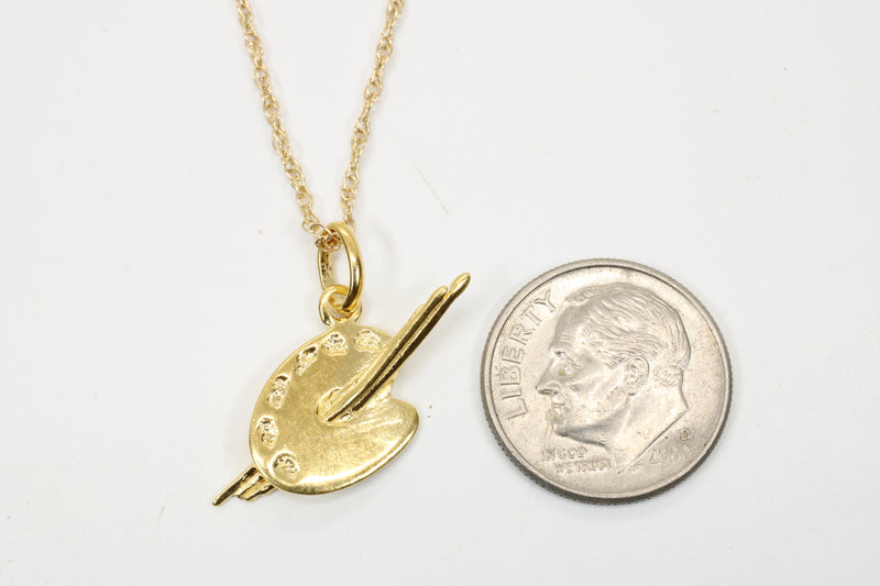 Gold Art Palette Necklace or charm for her made in 14kt gold vermeil