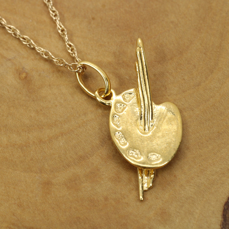Gold Art Palette Necklace or charm for her made in 14kt gold vermeil