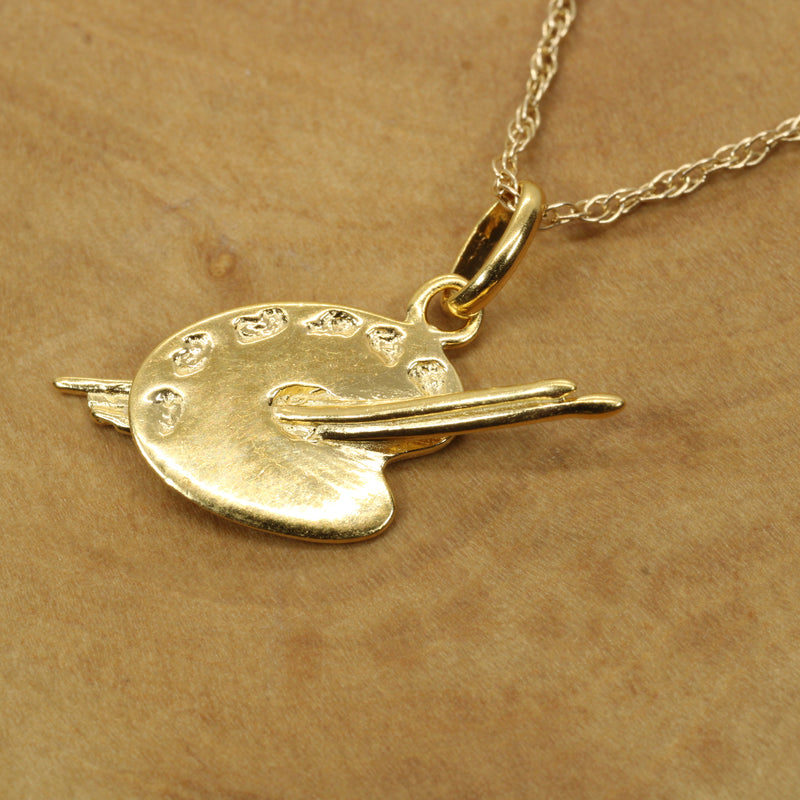 Gold Art Palette Necklace or charm for her made in 14kt gold vermeil