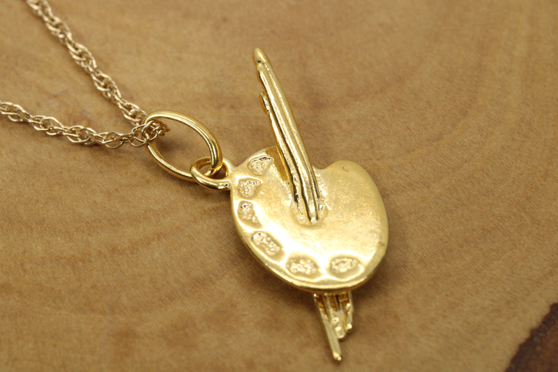 Gold Art Palette Necklace or charm for her made in 14kt gold vermeil
