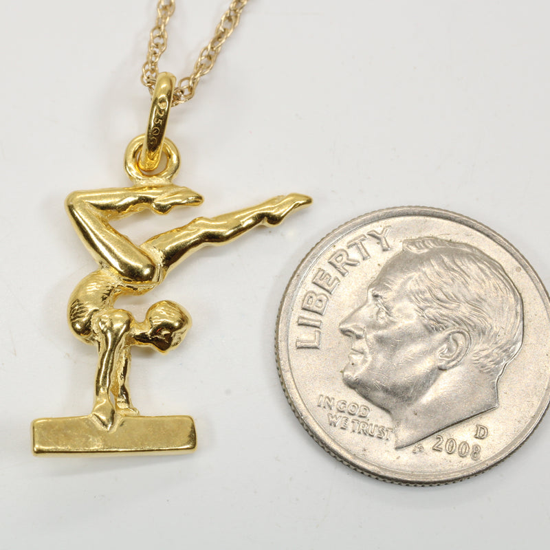 Gold Balance Beam Gymnast necklace made in 14kt gold Vermeil