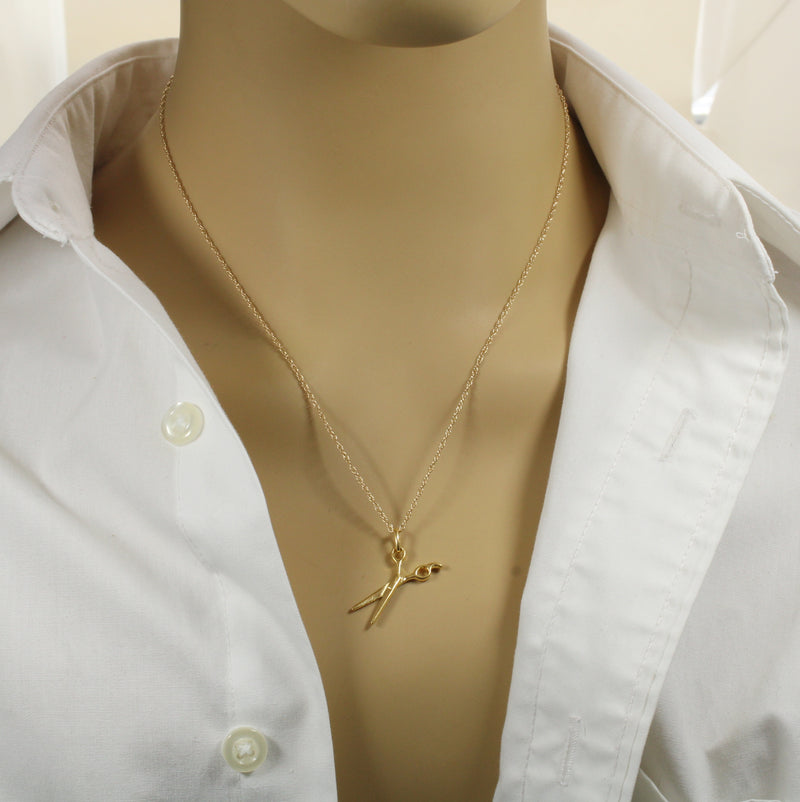 Gold Scissors Necklace for him or her made in 14kt gold vermeil