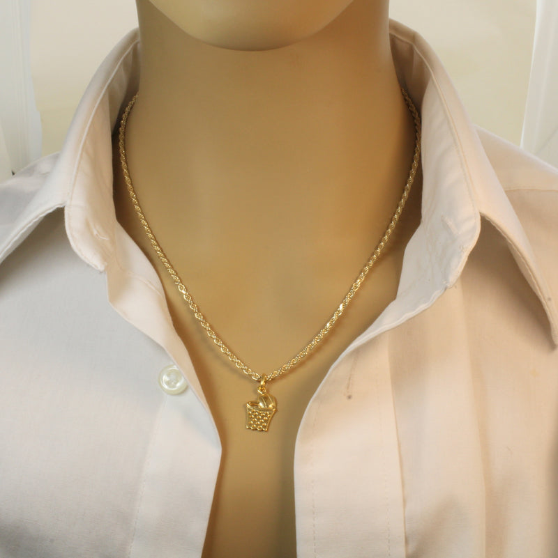 Gold Basketball in Hoop Necklace made in 14kt gold Vermeil for him or her