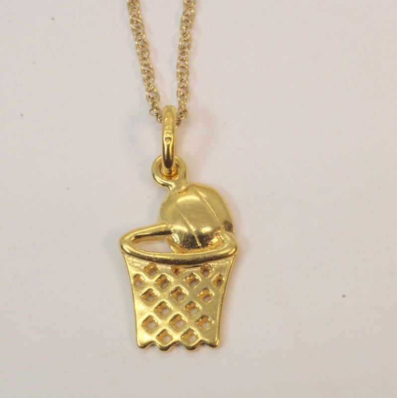 Gold Basketball in Hoop Necklace made in 14kt gold Vermeil for him or her