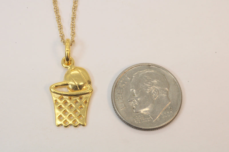 Gold Basketball in Hoop Necklace made in 14kt gold Vermeil for him or her