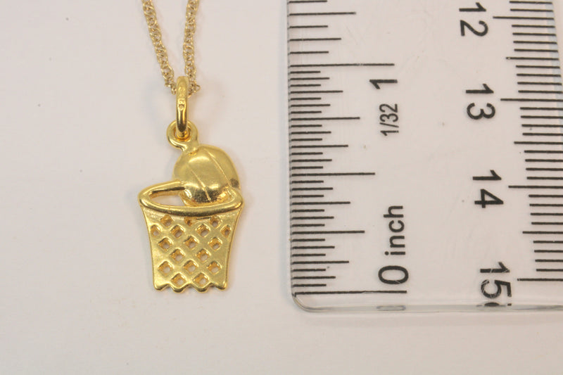 Gold Basketball in Hoop Necklace made in 14kt gold Vermeil for him or her