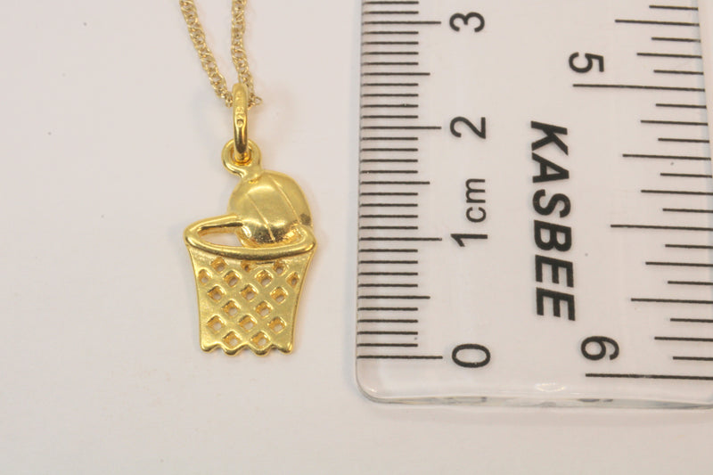 Gold Basketball in Hoop Necklace made in 14kt gold Vermeil for him or her