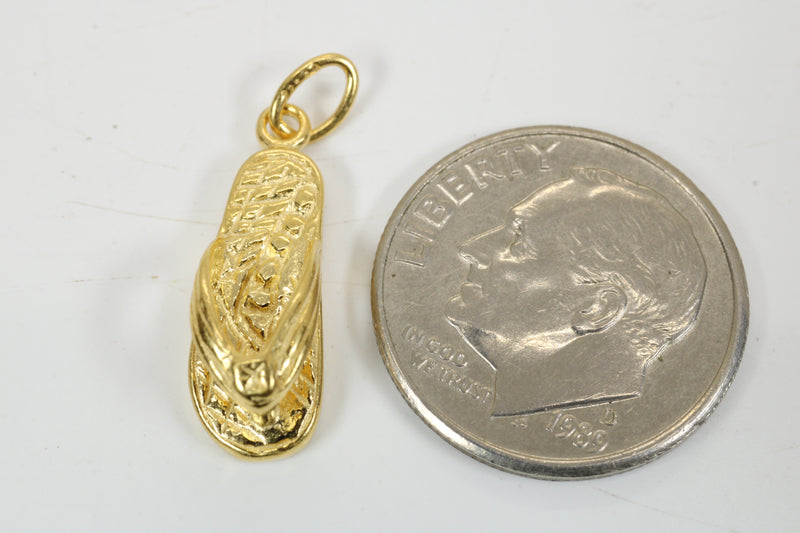 Gold Flip Flop Beach Sandal Necklace for her made in 14kt gold vermeil