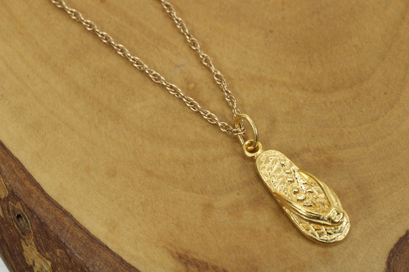 Gold Flip Flop Beach Sandal Necklace for her made in 14kt gold vermeil